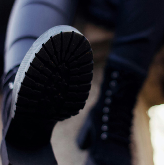 sola de borracha de uma bota